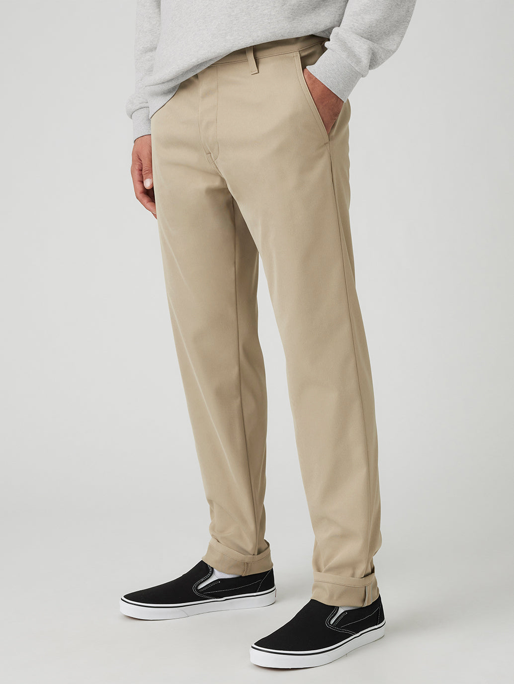 Men's Beige Regular Fit Tech Pant Chinos - Side View