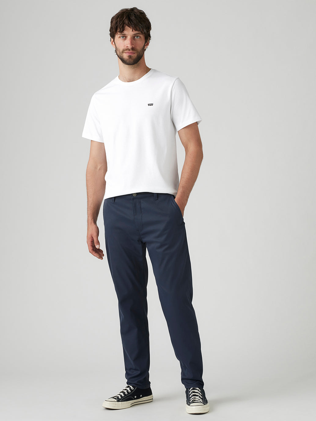 Men's Navy Regular Fit Tech Pant Chinos - Styleshot View