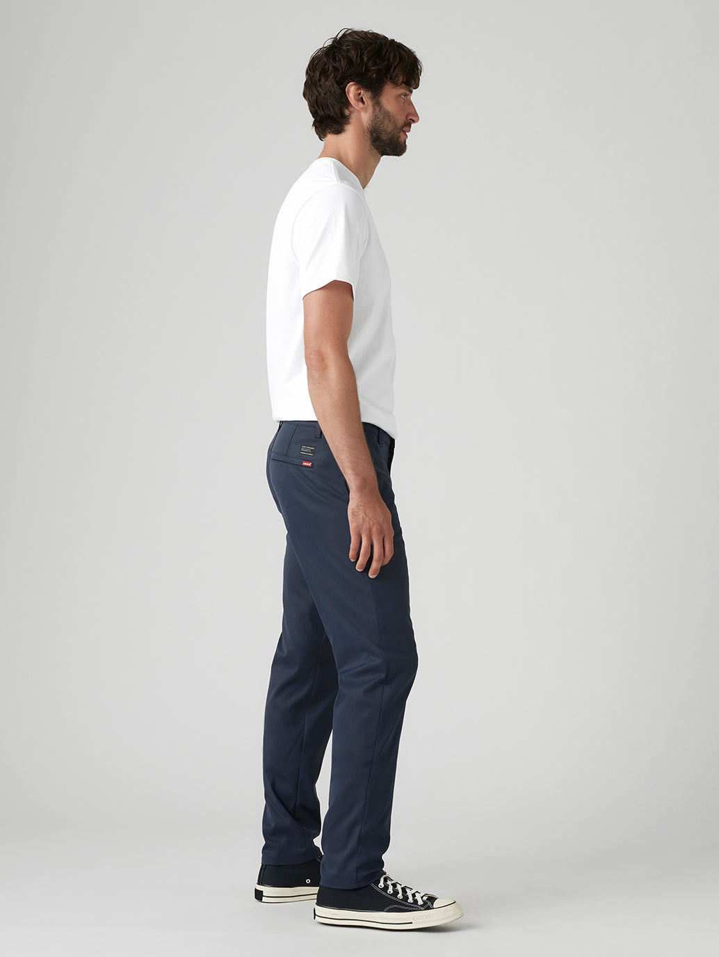 Men's Navy Regular Fit Tech Pant Chinos - Side1 View