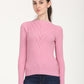 Women's Self Design Pink Round Neck Sweater - Front View