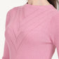 Women's Self Design Pink Round Neck Sweater - Detail View