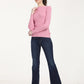 Women's Self Design Pink Round Neck Sweater - 6 View