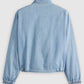 Men's Solid Light Blue Denim Jacket - FlatLay1 View