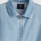 Men's Solid Light Blue Denim Jacket - Detail1 View