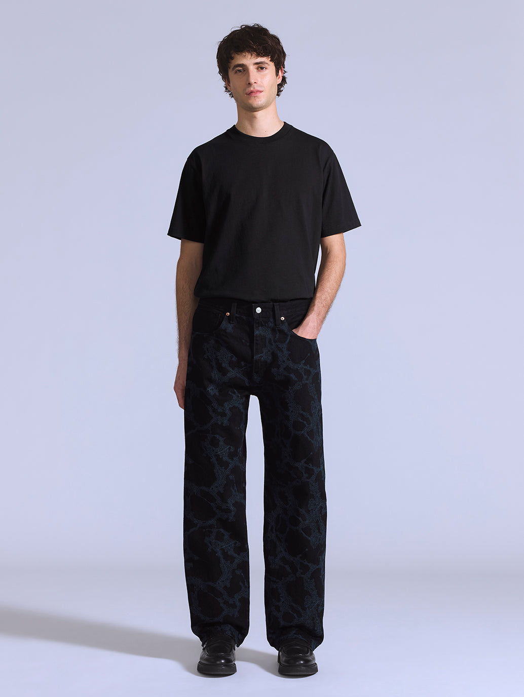 Men's Black Bootcut Fit Mid Rise Jeans - Styleshot View