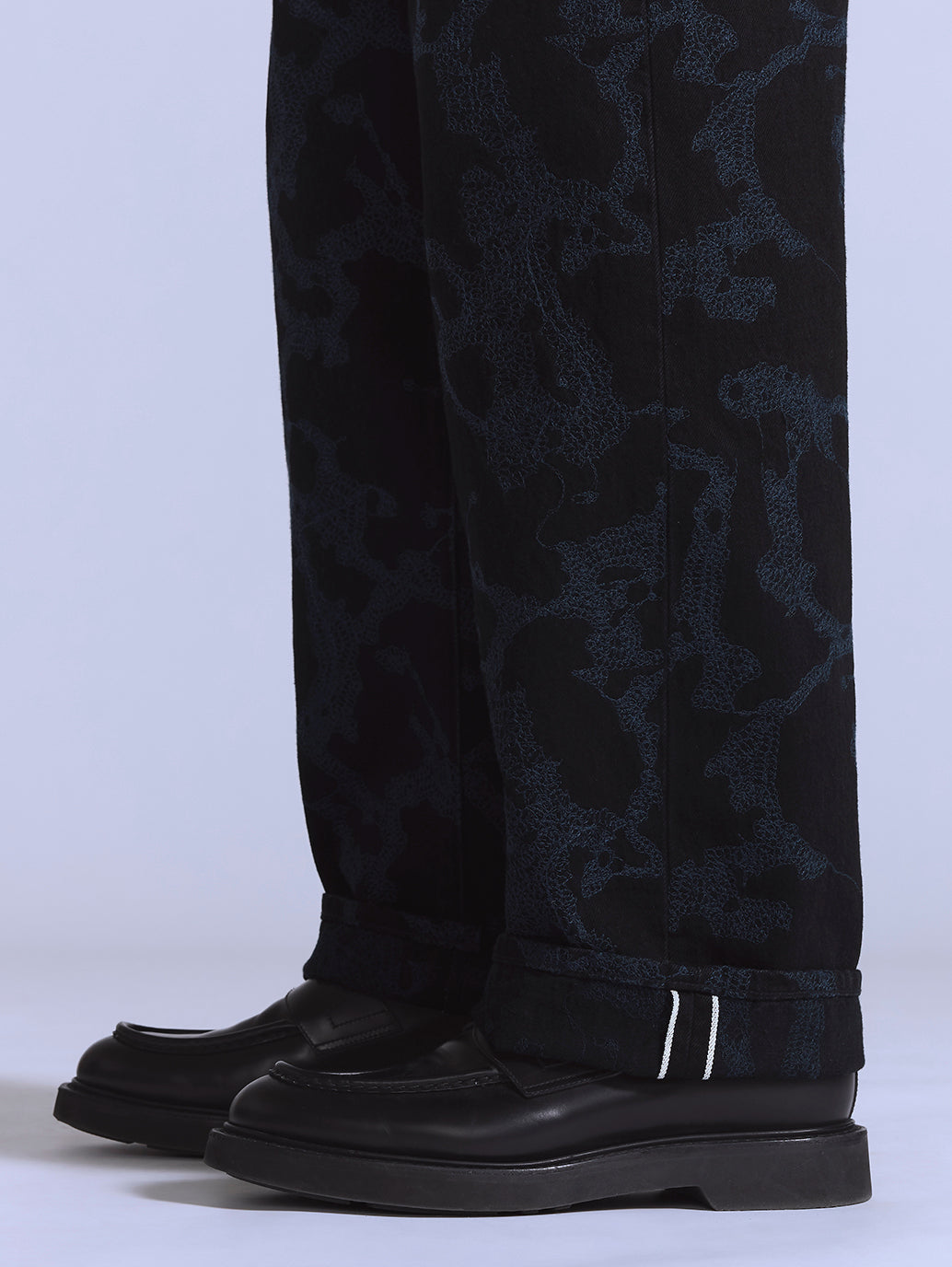 Men's Black Bootcut Fit Mid Rise Jeans - Detail View