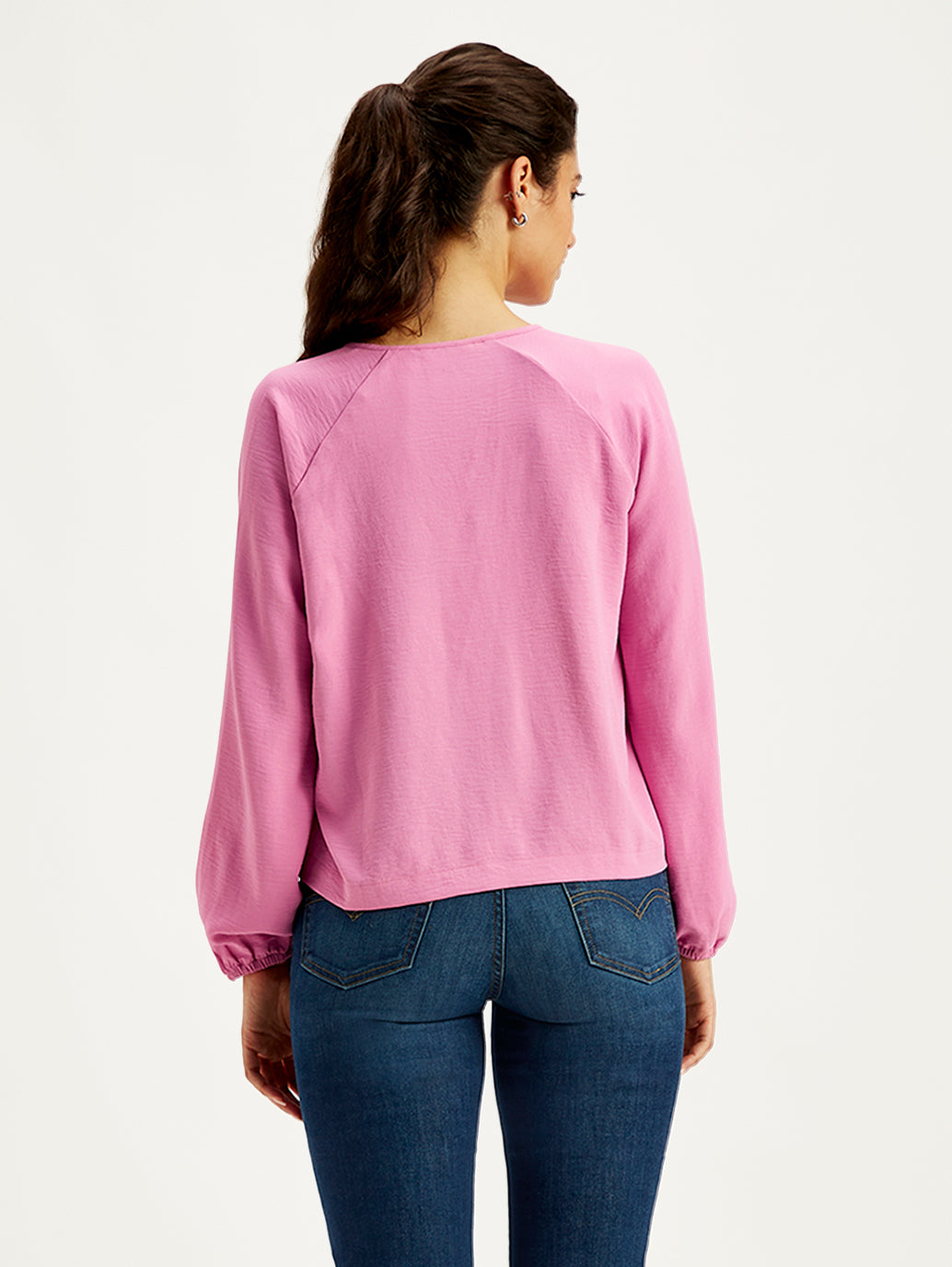 Women's Textured Pink Mock Neck Top - f510de77-db27-4043-9911-e5de0aefe5a3 View