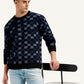 Men's Checkered Black Crew Neck Sweater - f9075885-91ce-44f5-a45c-4a972c862ca1 View
