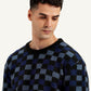 Men's Checkered Black Crew Neck Sweater - 3d7cbe55-3a2c-4127-8885-83c335b0164c View