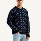 Men's Checkered Black Crew Neck Sweater - d501f275-f816-4519-96e1-b4d49f953dc8 View
