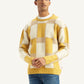 Men's Geometric Yellow Crew Neck Sweater - Front View
