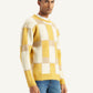 Men's Geometric Yellow Crew Neck Sweater - Side View