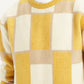 Men's Geometric Yellow Crew Neck Sweater - Detail View