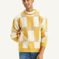 Men's Geometric Yellow Crew Neck Sweater - Styleshot View