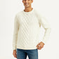 Men's Solid White Crew Neck Sweater - Front View