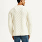 Men's Solid White Crew Neck Sweater - Back View