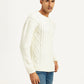 Men's Solid White Crew Neck Sweater - Side View