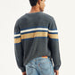 Men's Striped Grey Crew Neck Sweater - Back View