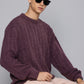 Men's Solid Purple Crew Neck Sweater - 1 View