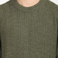 Men's Solid Olive Crew Neck Sweater - Detail View