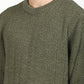 Men's Solid Olive Crew Neck Sweater - Detail View