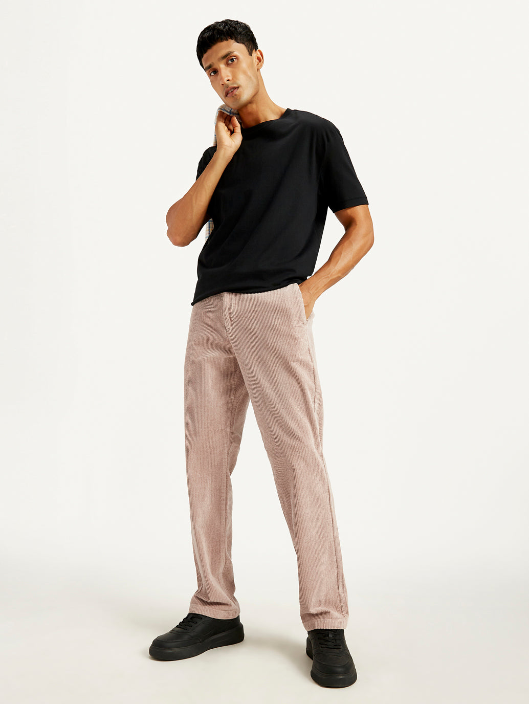 Men's Light Pink Straight Fit Chinos - Elevated View