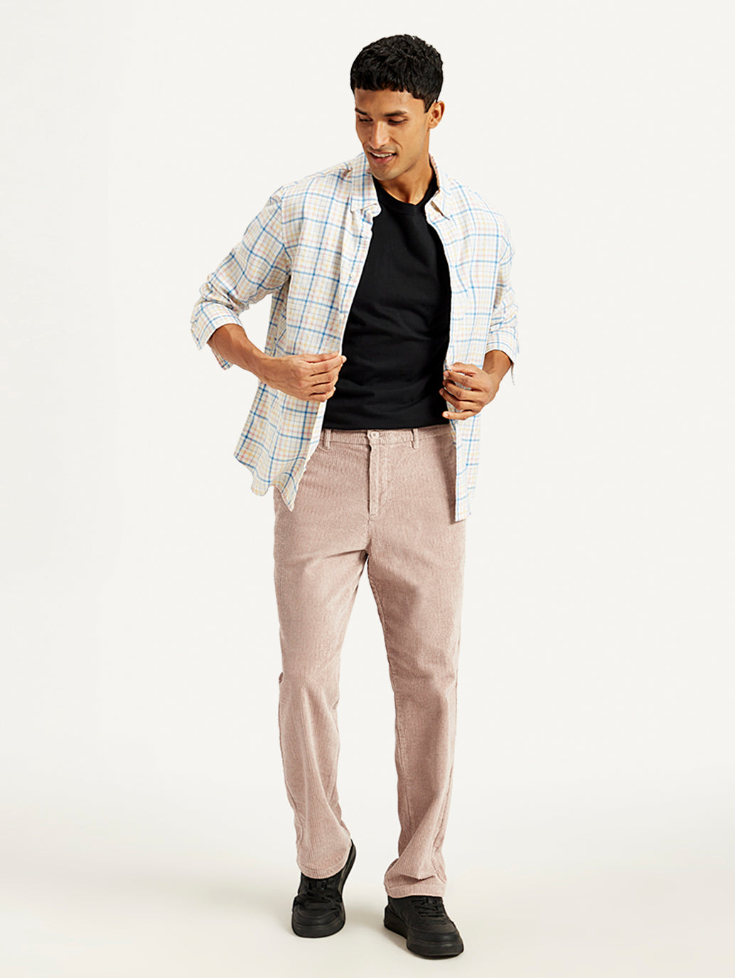Men's Light Pink Straight Fit Chinos - Styleshot View