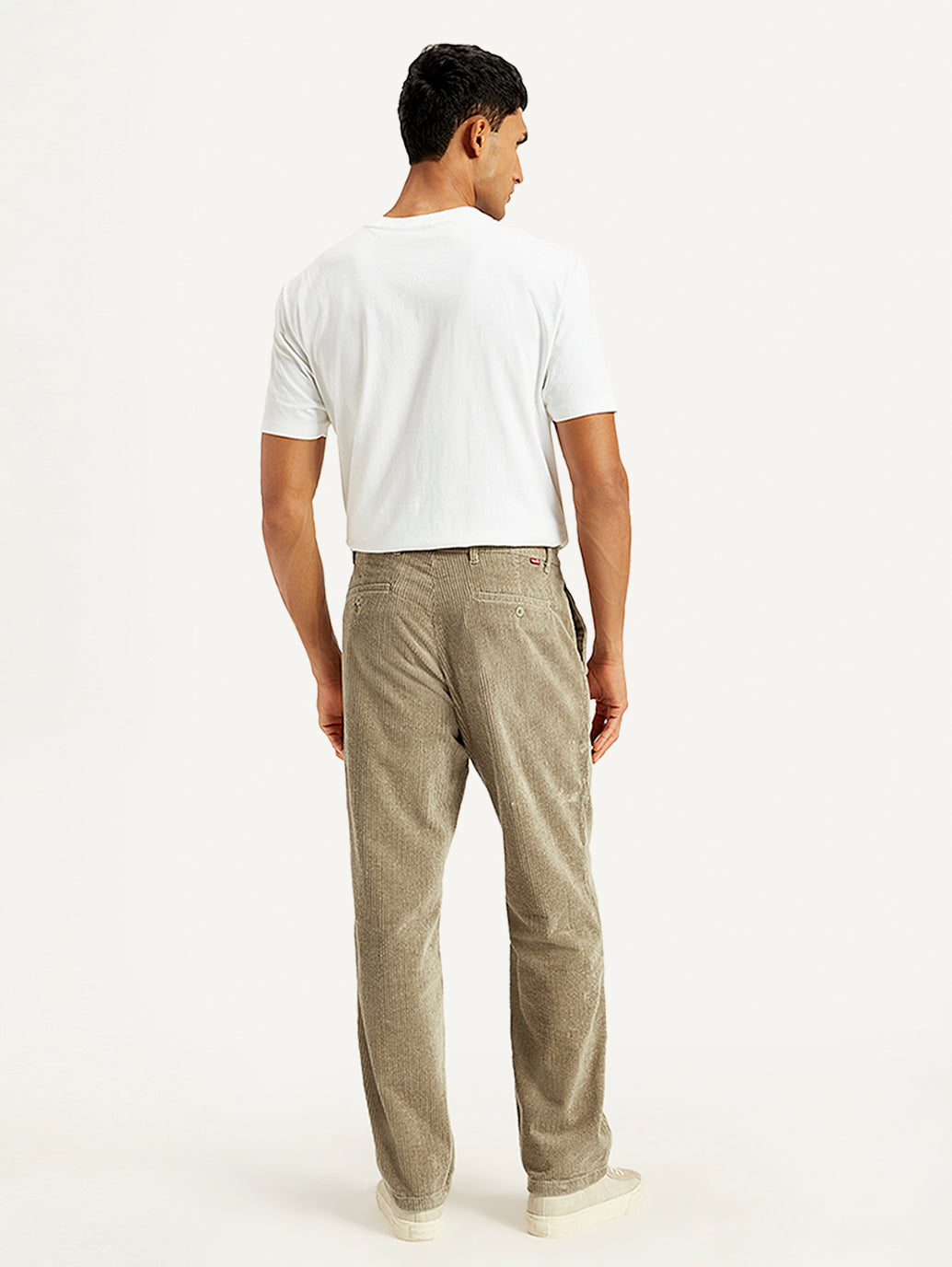 Men's Beige Straight Fit Chinos - Back View