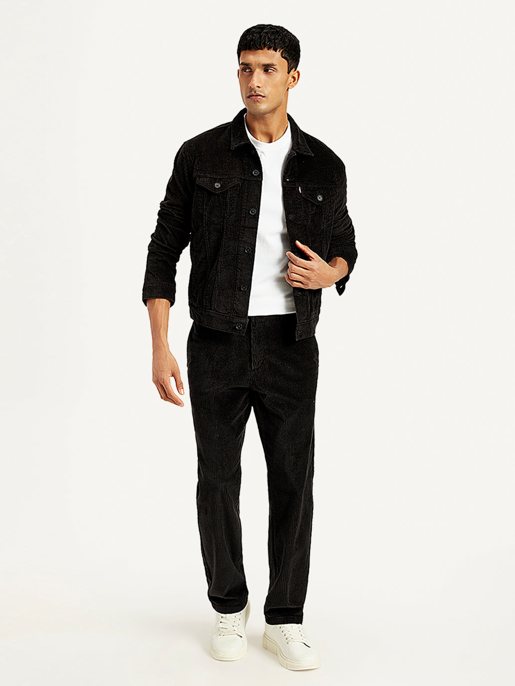Men's Black Straight Fit Chinos - Styleshot View