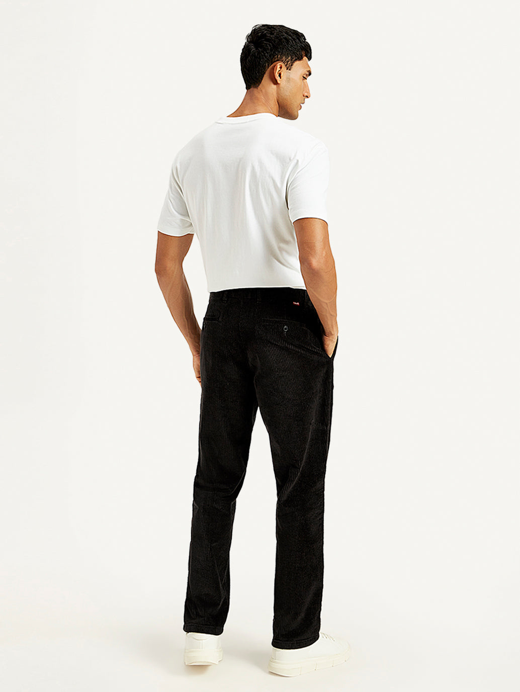 Men's Black Straight Fit Chinos - Back View