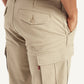 Men's Beige Slim Tapered Fit Cargo Trousers - Detail View