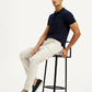 Men's Off White Slim Fit Mid Rise Cargo Trousers - Elevated View