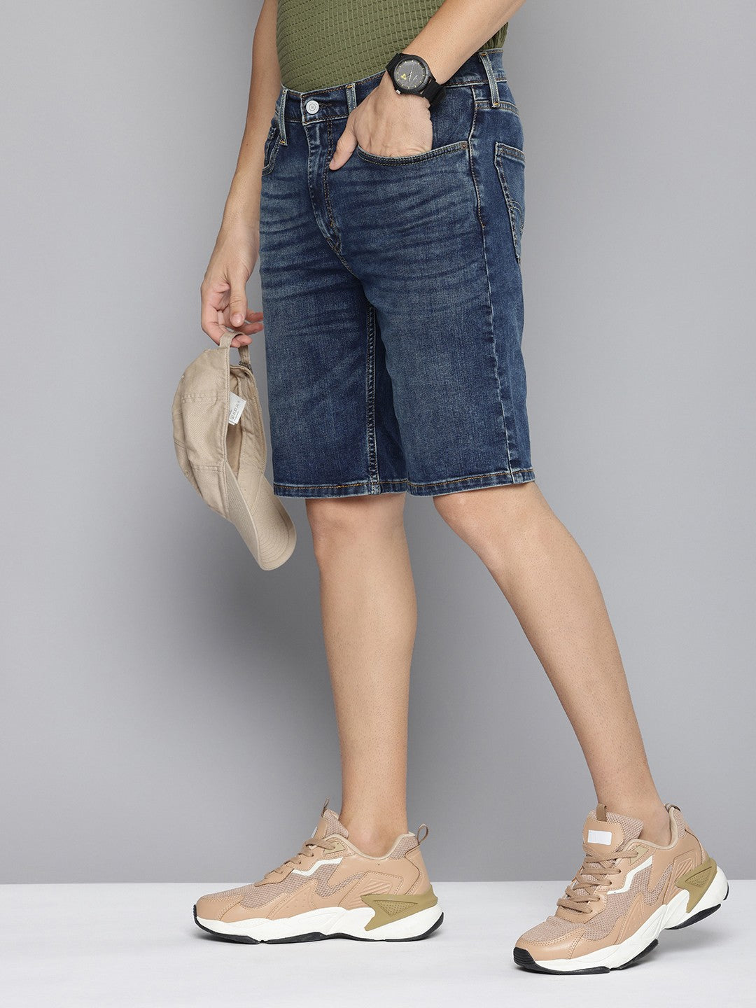 Men's 502 Blue Tapered Fit Denim Shorts - 1 View