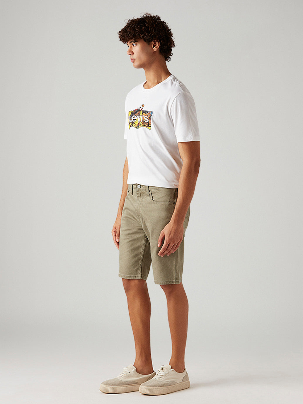 Men's 502 Taupe Tapered Fit Mid Rise Shorts - Side View