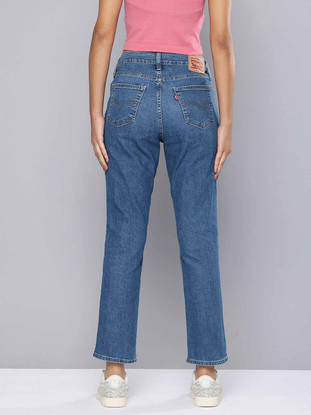 Women's 724 Blue Slim Straight Fit High Rise Jeans - 3 View
