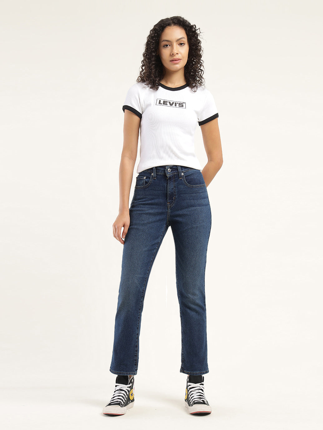 Women's 724 Blue Straight Fit High Rise Jeans - Front View