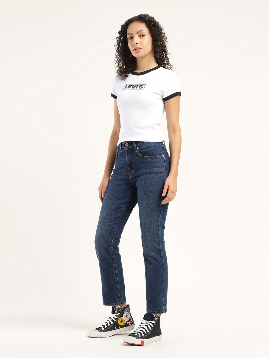 Women's 724 Blue Straight Fit High Rise Jeans - Side View