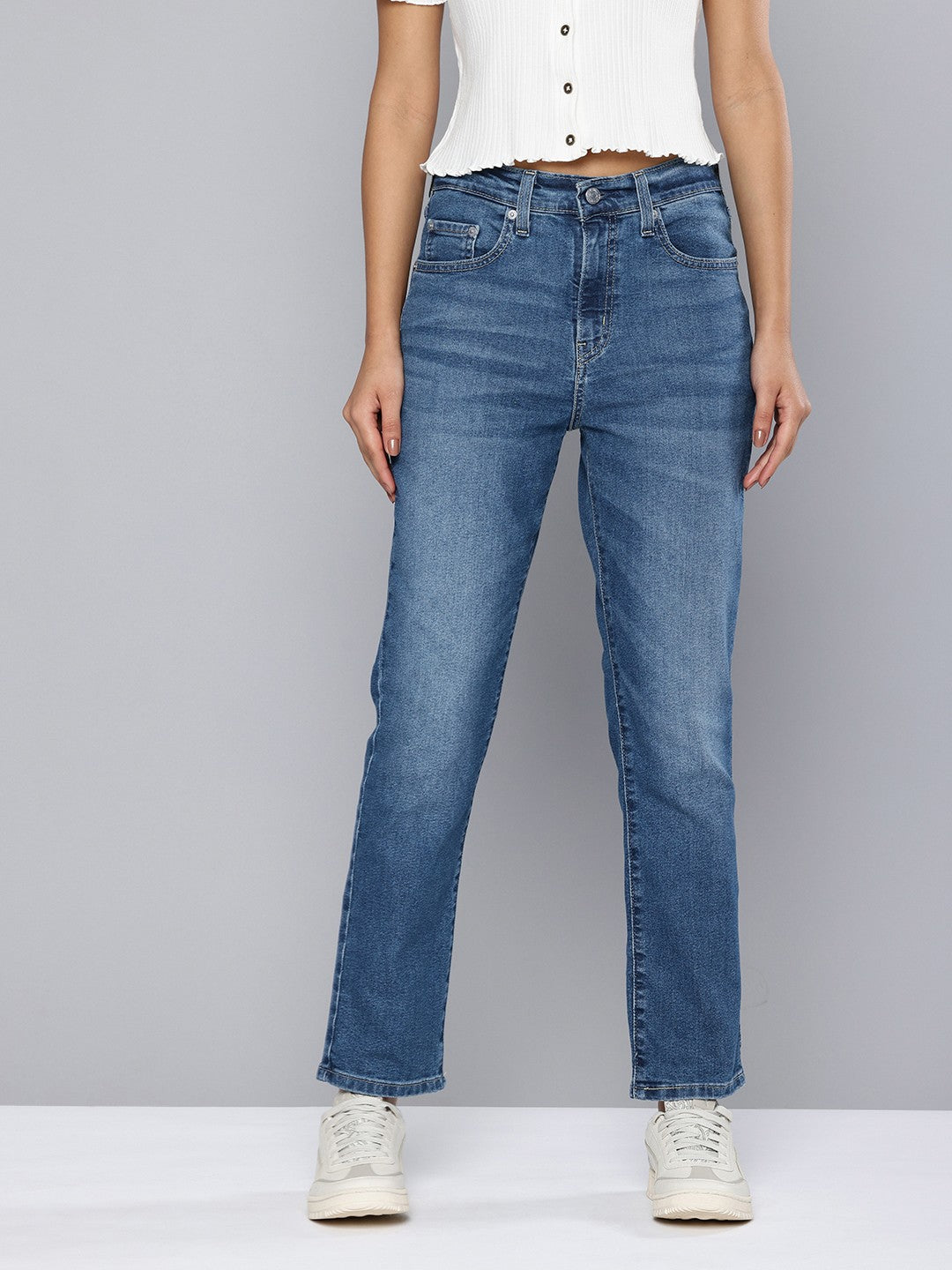 Women's 710 Blue Skinny Fit High Rise Jeans - 1 View