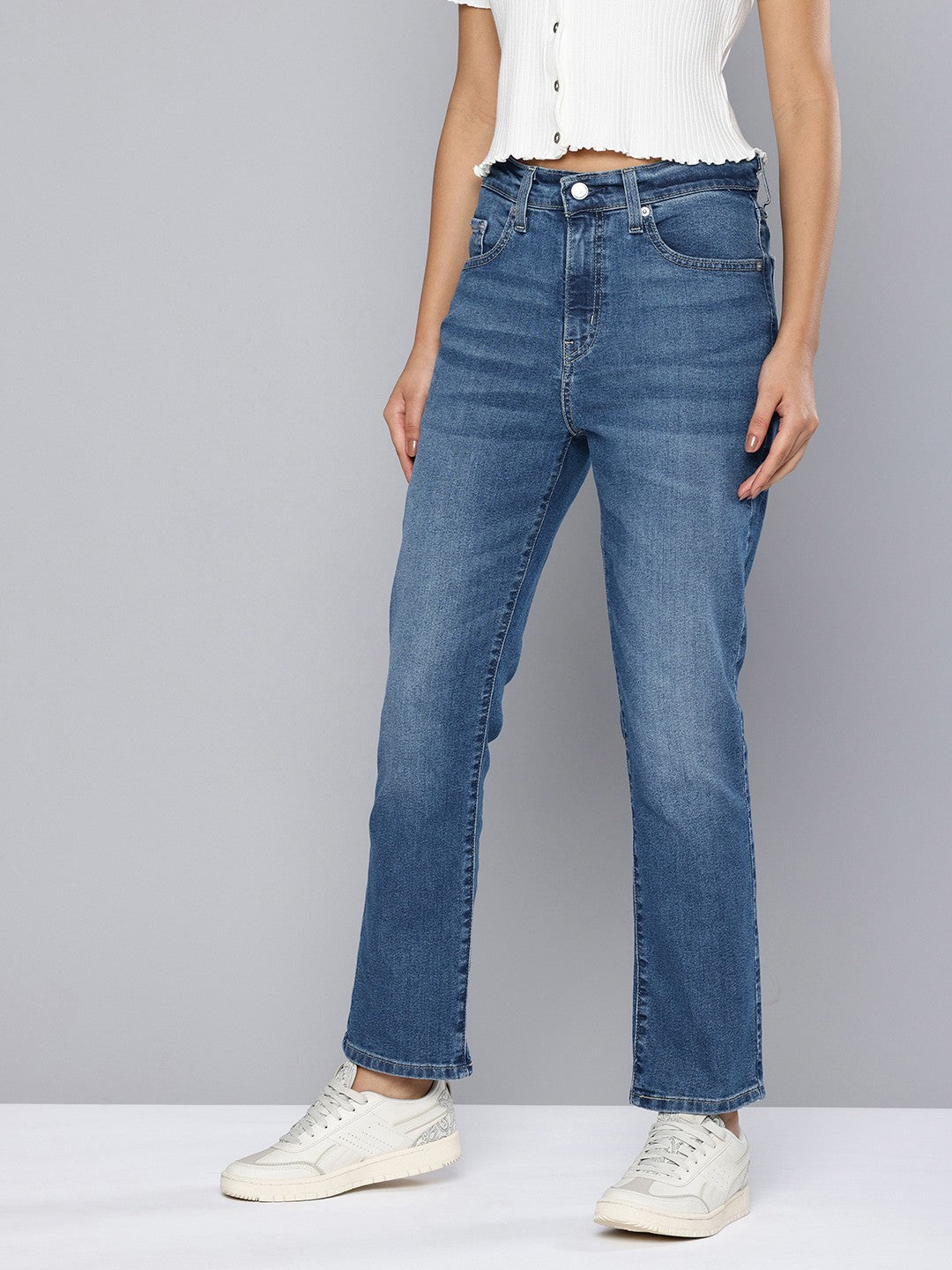 Women's 710 Blue Skinny Fit High Rise Jeans - 2 View