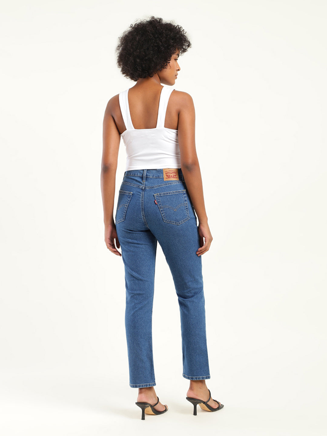 Women's 724 Blue Slim Straight Fit High Rise Jeans - Back View