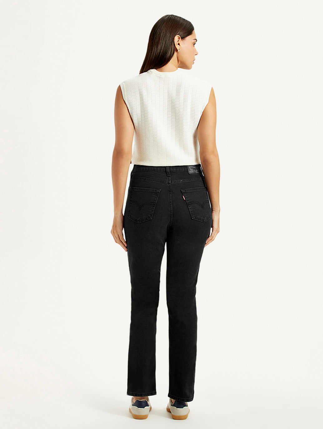 Women's 724 Black Straight Fit High Rise Jeans - Back View