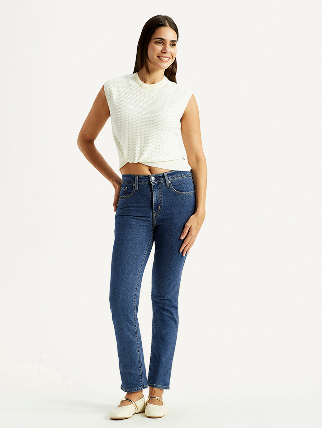 Women's 724 Blue Slim Straight Fit High Rise Jeans