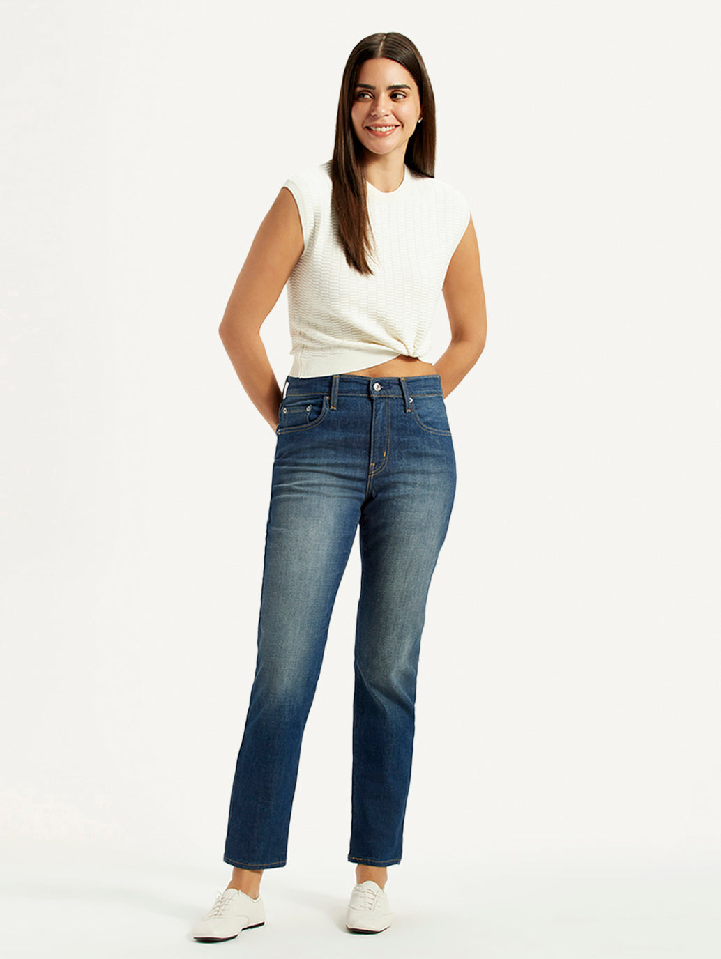 Women's 724 Blue Slim Straight Fit High Rise Jeans
