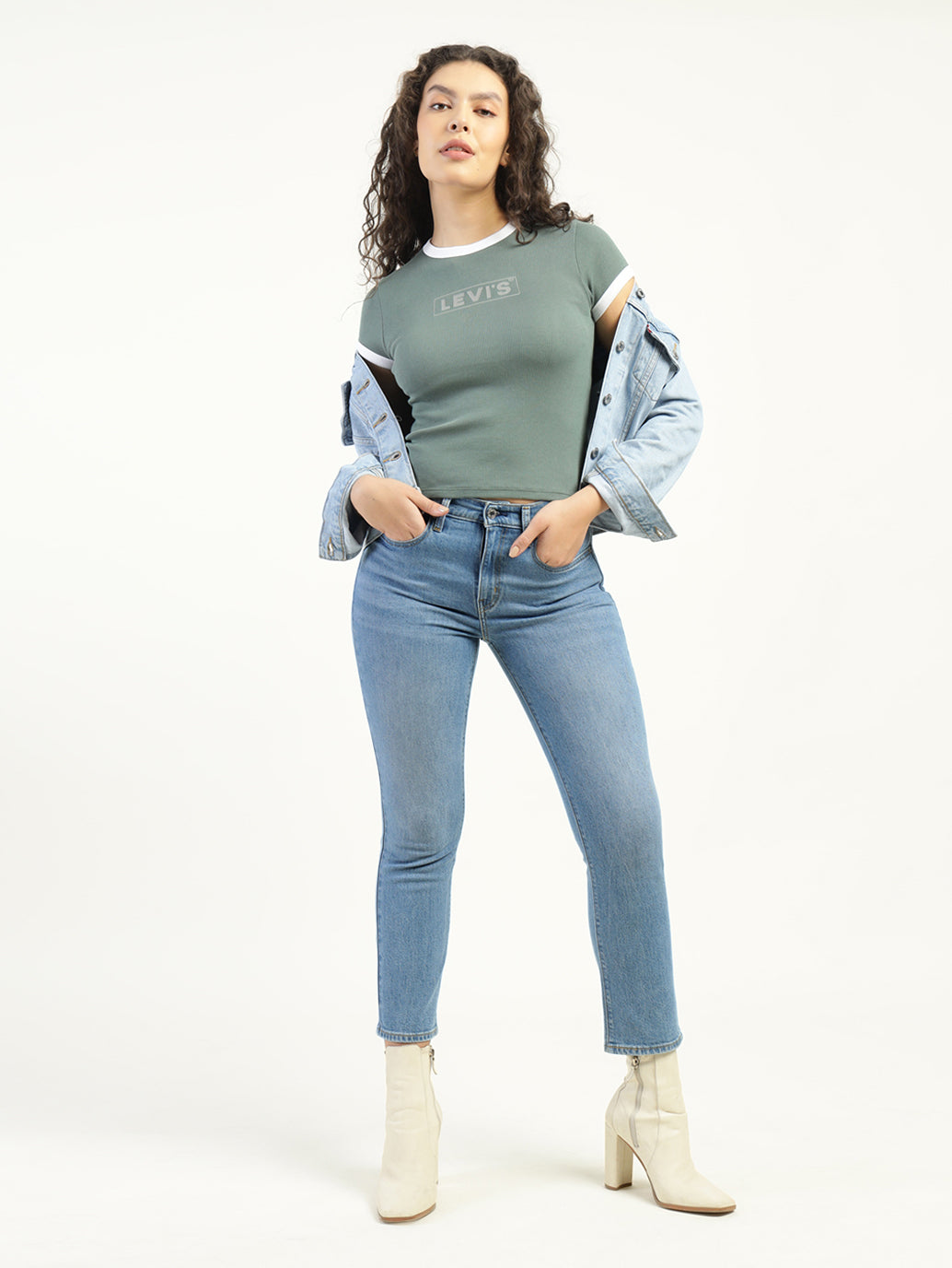 Women's 724 Blue Slim Straight Fit High Rise Jeans