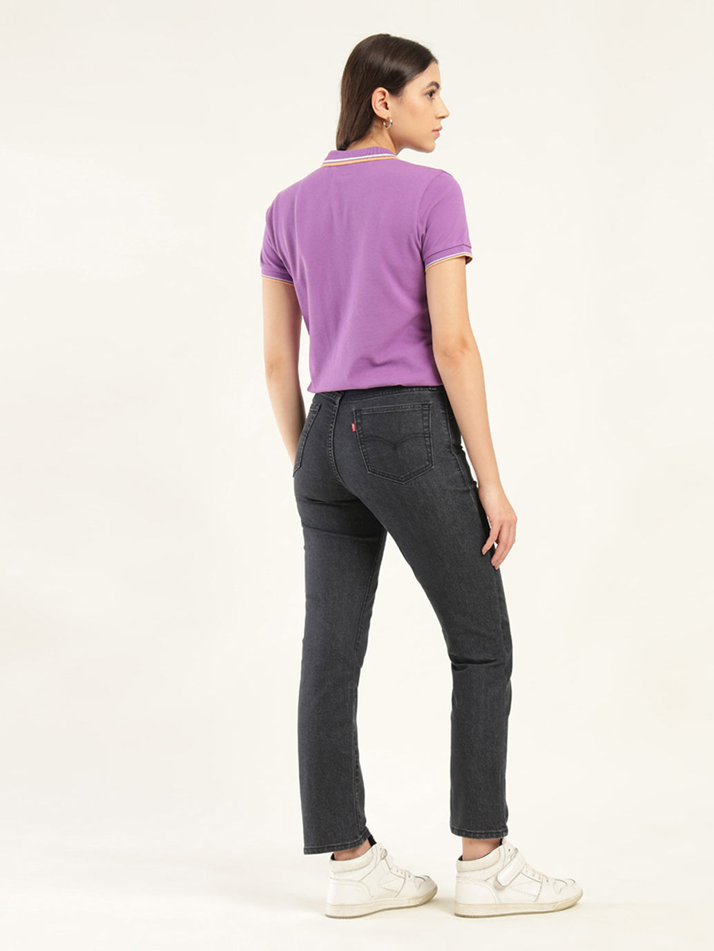 Women's 724 Black Slim Straight Fit High Rise Jeans - Back View