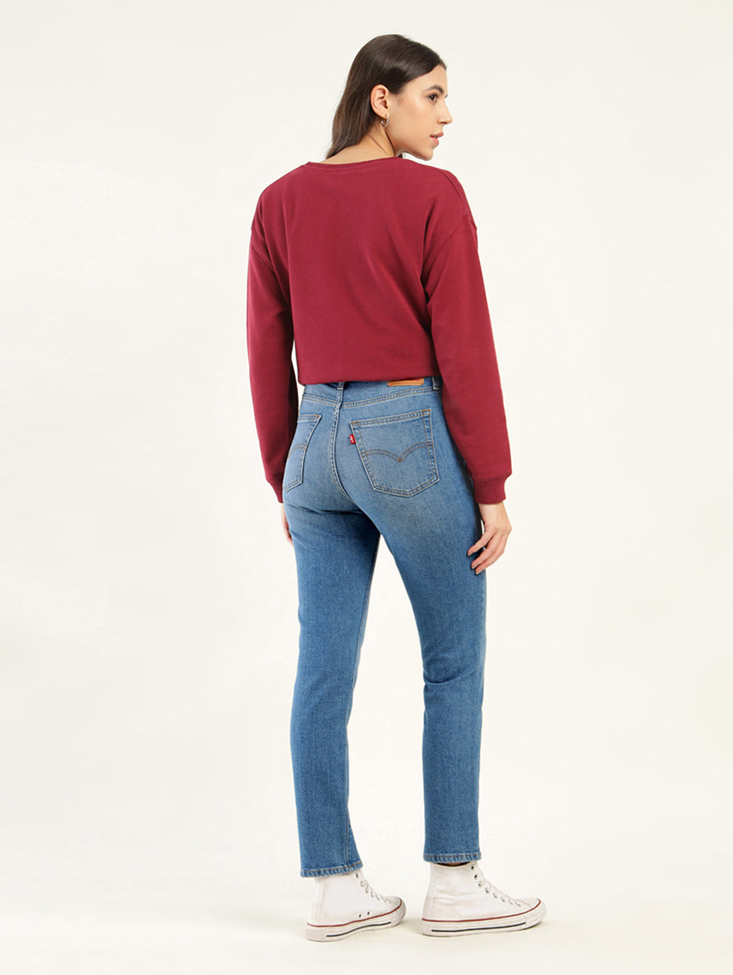 Women's 724 Blue Straight Fit High Rise Jeans - Back View