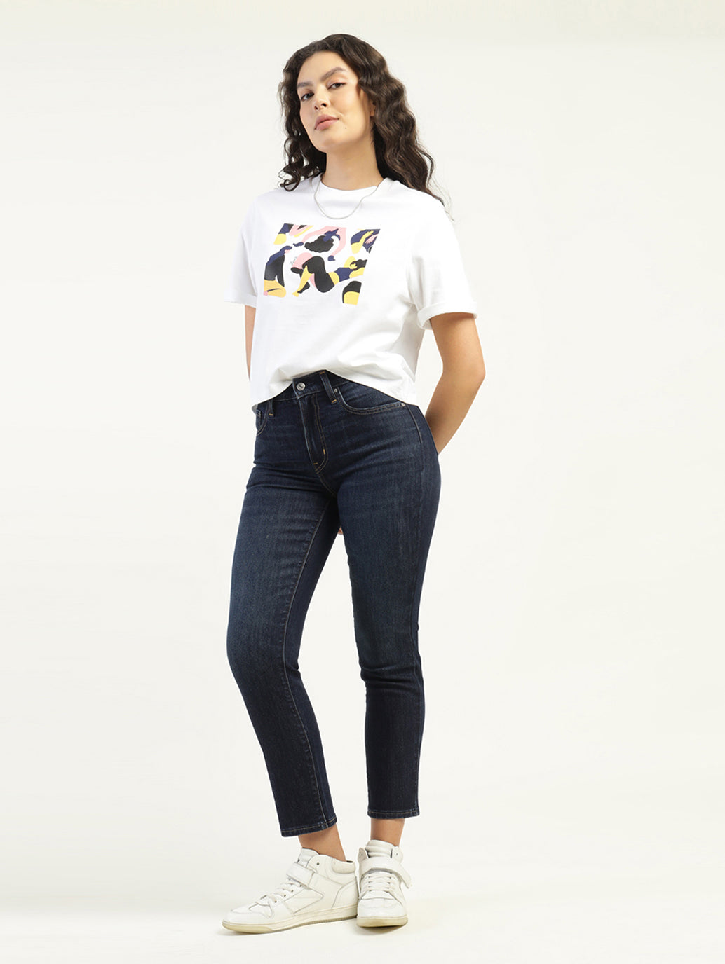 Women's 724 Dark Blue Slim Straight Fit High Rise Jeans