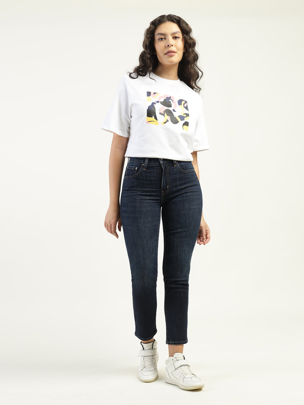 Women's 724 Dark Blue Slim Straight Fit High Rise Jeans - Front View