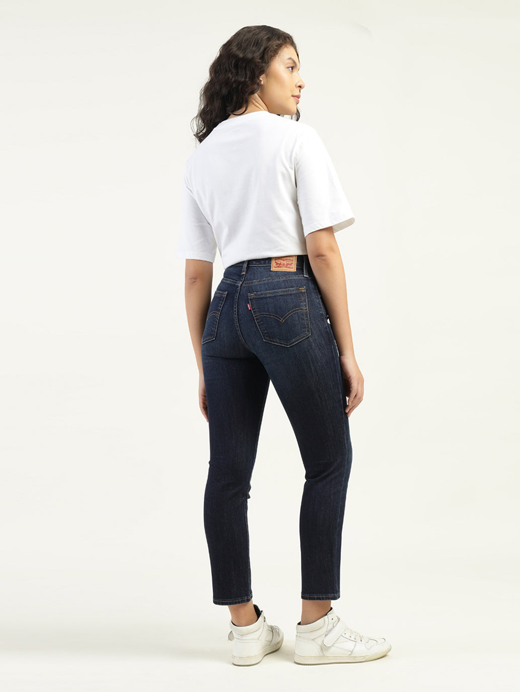 Women's 724 Dark Blue Slim Straight Fit High Rise Jeans - Back View