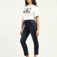 Women's 724 Dark Blue Slim Straight Fit High Rise Jeans - Side View